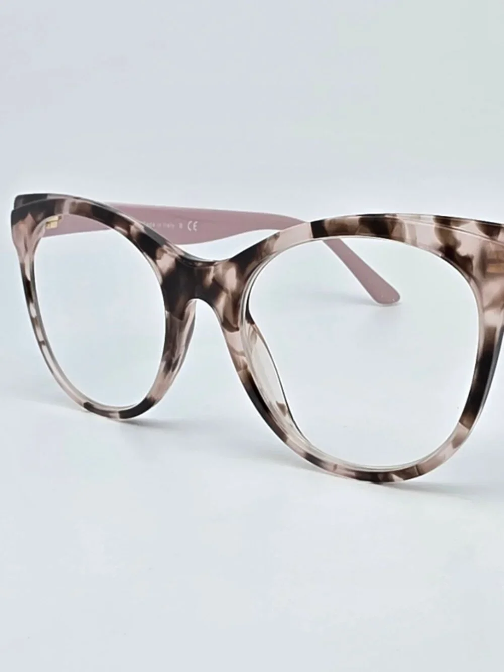 Prada VPR 05W ROJ-1O1 Pink Tortoise Cat Eye Eyeglasses Frame Italy 51-19-140